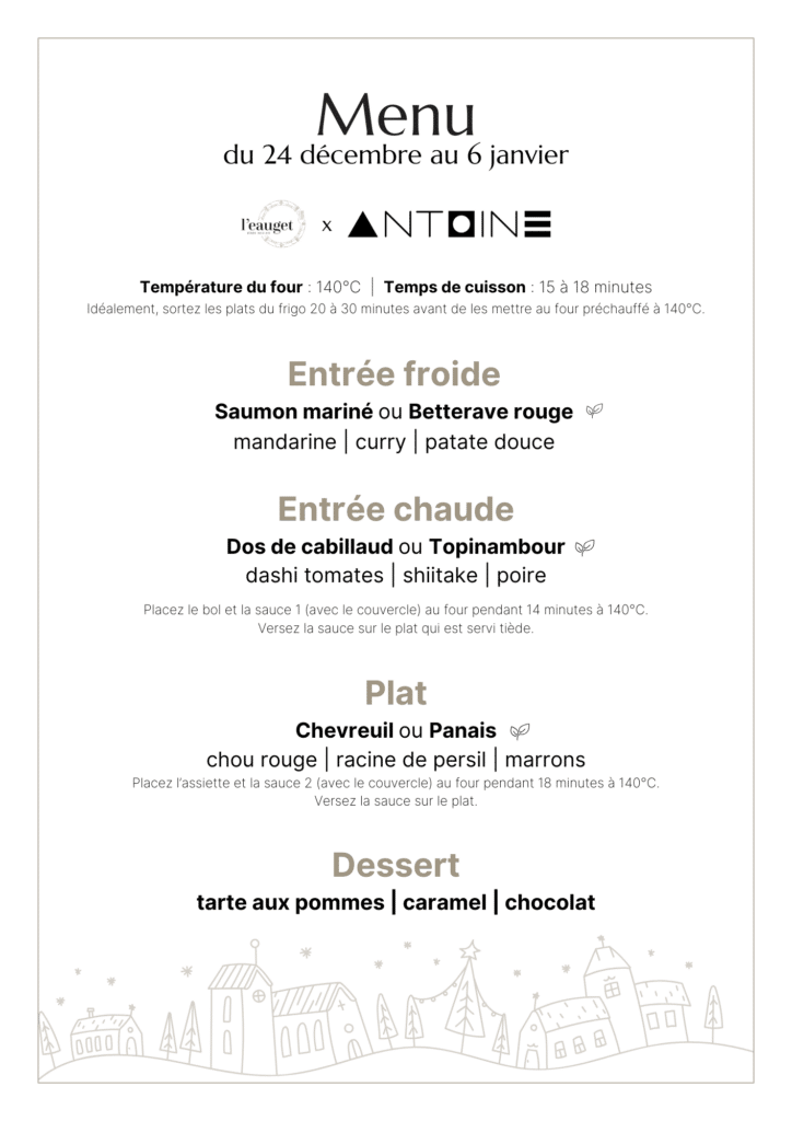 Menu du 24 décembre au 06 janvier