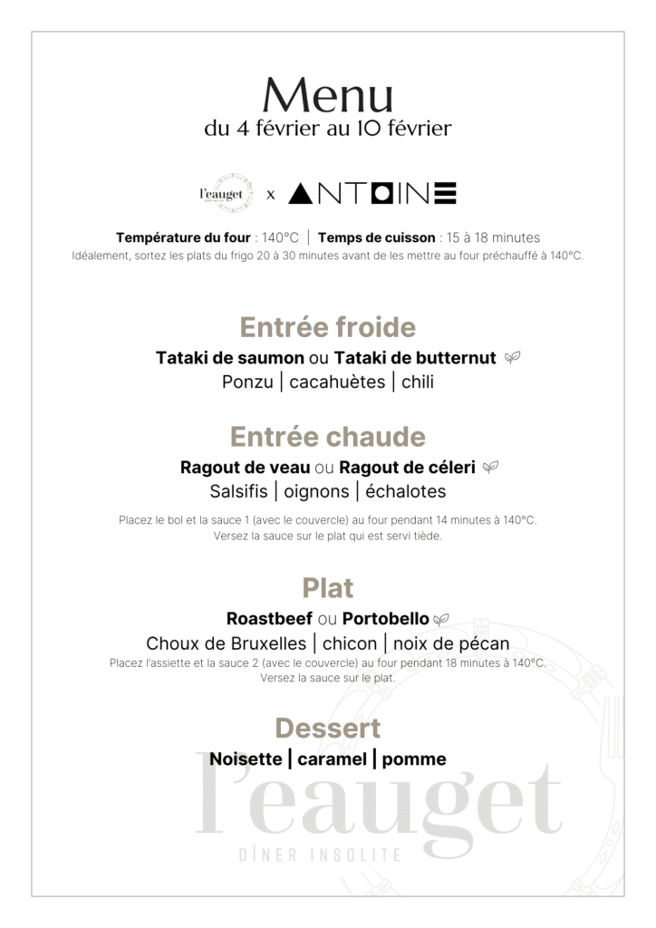 Menu du 4 au 10 février