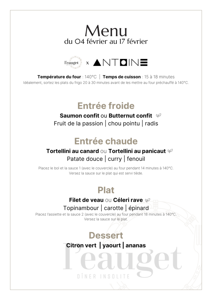 Menu du 04 au 17 février